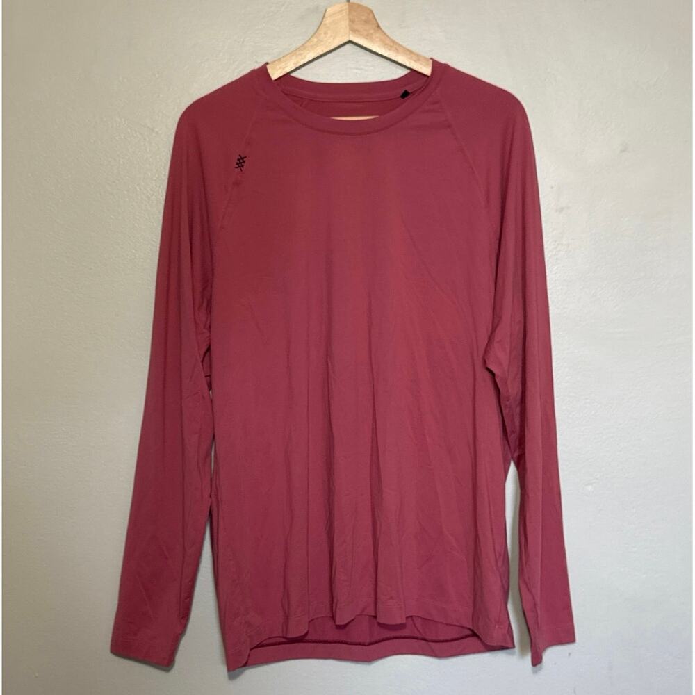 Men's Size L Rhone Reign Long Sleeve Soft Sweat Wicking Top in Pink Mauve